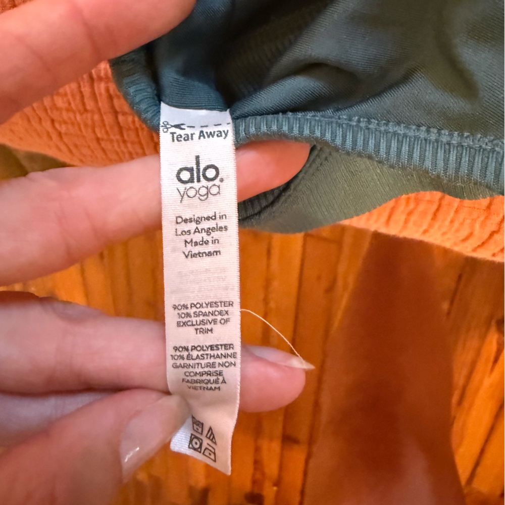 ALO Yoga Teal Sports Bra with Wrap V-Neck - Picture 3 of 4